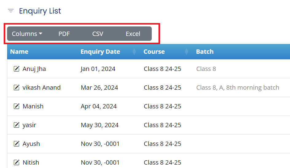 Export Column