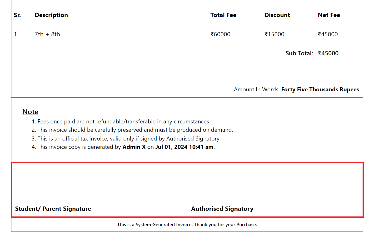 Invoice Signatures