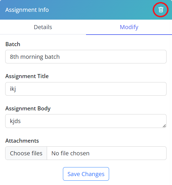 Delete Assignment