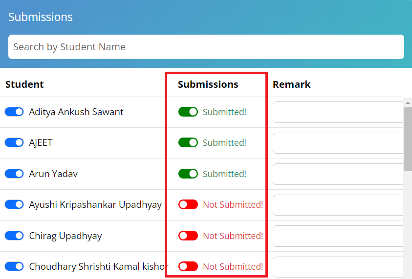 Submission Toggle