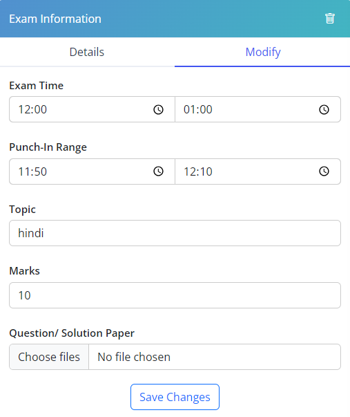 Modify Exam