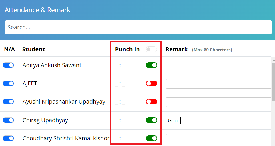 Attendance Toggle