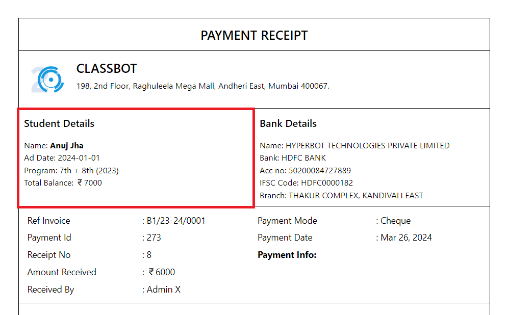 Student Details