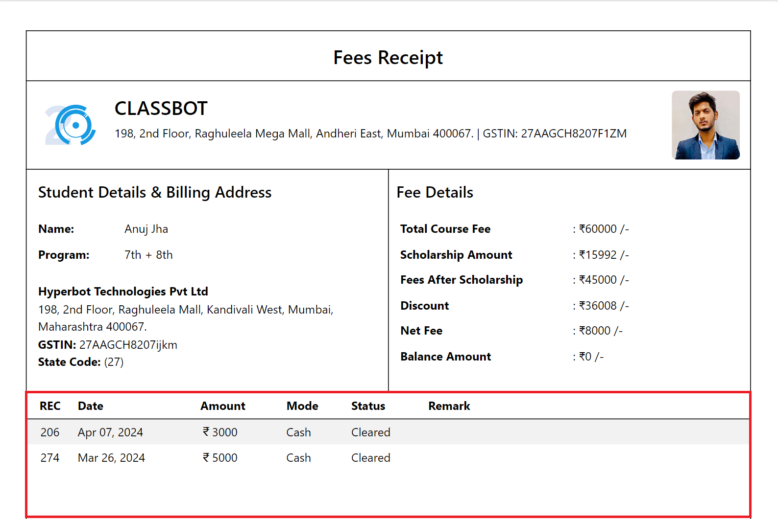 Payment Record