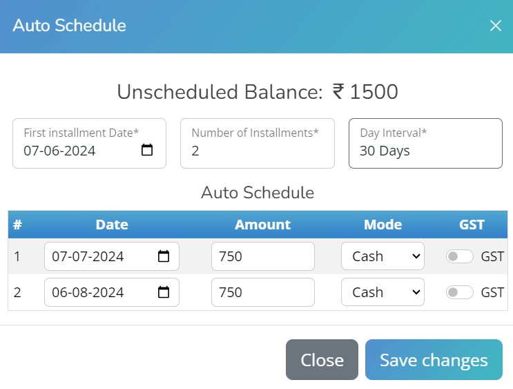 Auto Scheduled-Installment