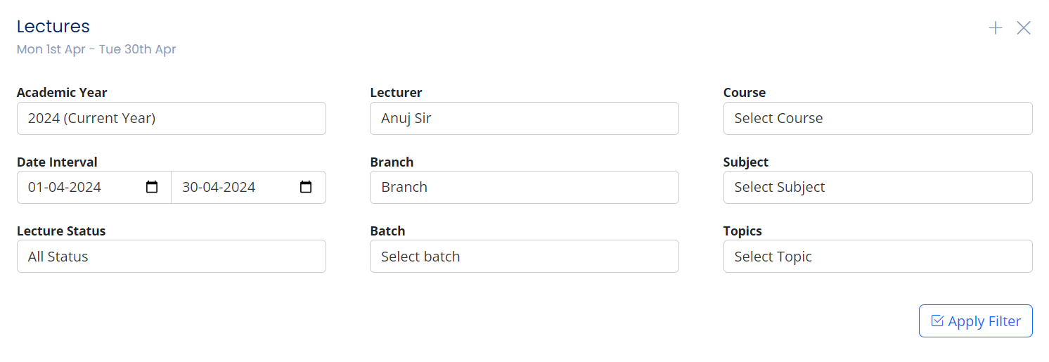 Filter Options