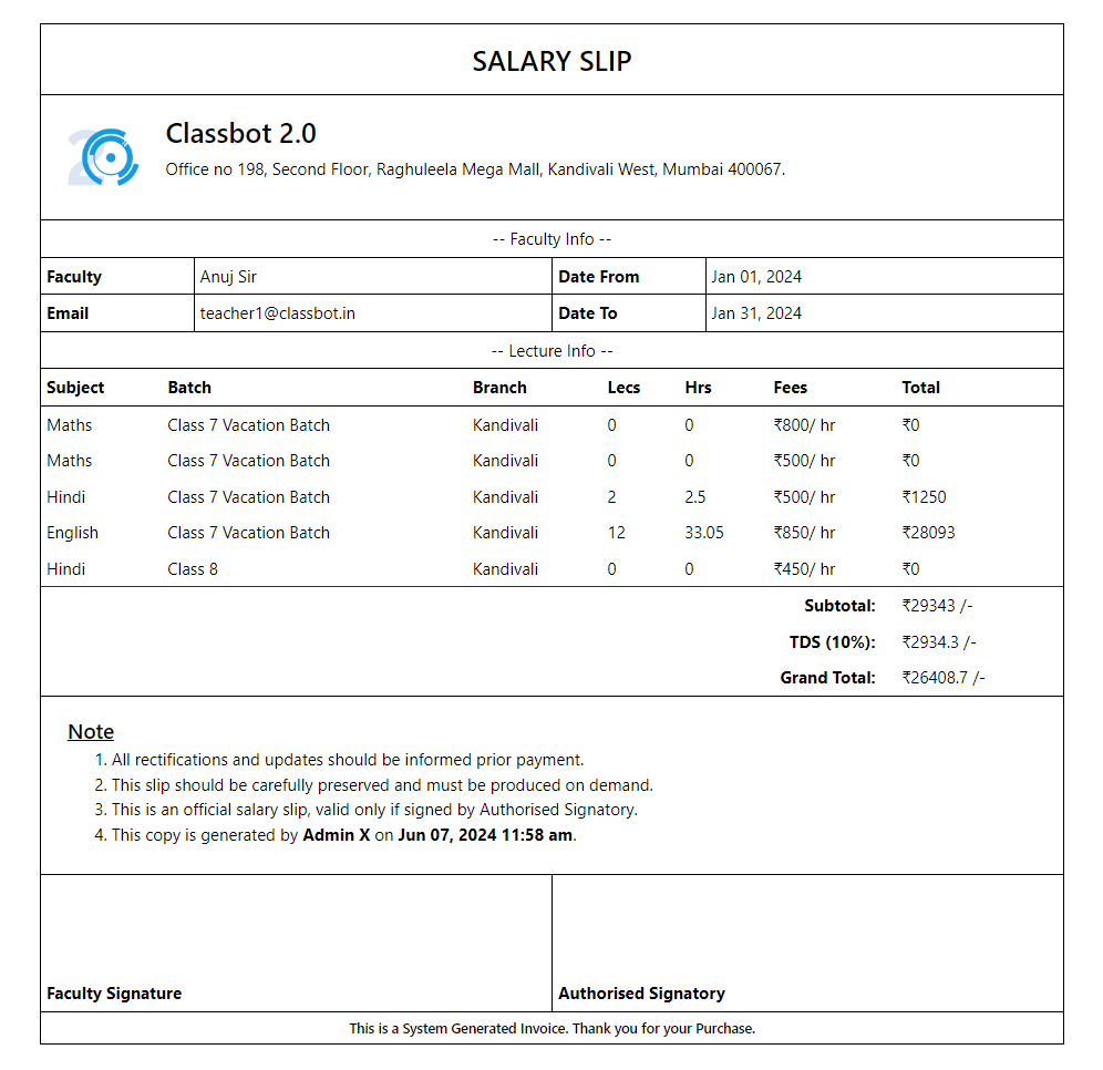 Salary Slip