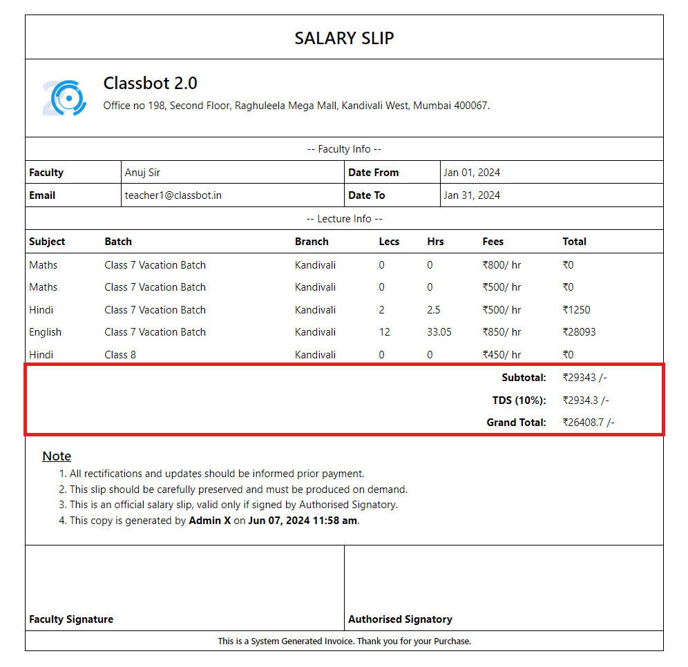 Financial Summary